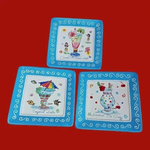 Ormsby set of 3 tropical square salad plates